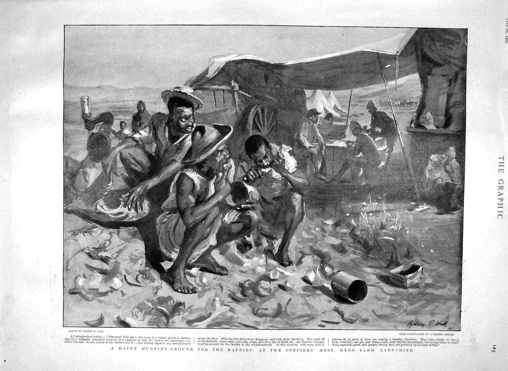 Old Antique Print 1900 Kaffirs Hyde Farm Ladysmith De Wet Lukas Steyn War 20th