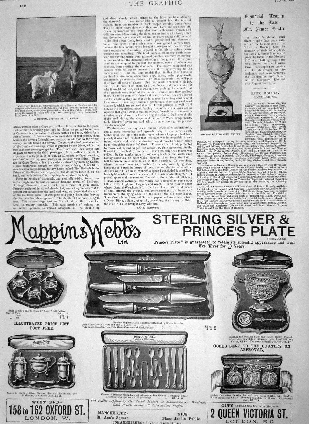 Old Antique Print 1900 Medical Officer Daly Thames Rowing Trophy Mappin 20th