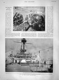 Original Old Antique Print 1900 Barbette Ship Prince George Quarter-Deck Navy