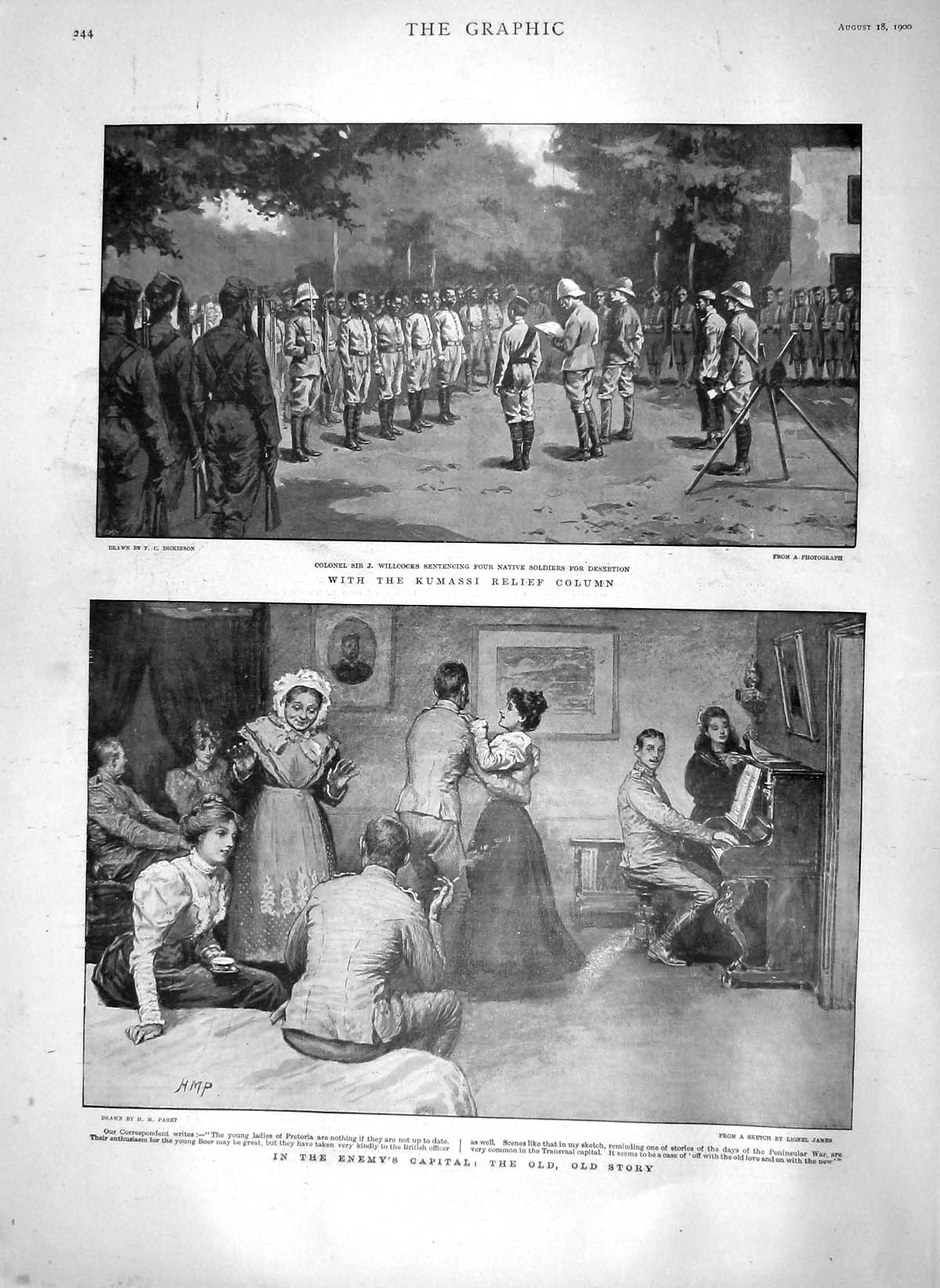 Original Old Antique Print 1900 Colonel Willcocks Kumassi Siers War Pretoria
