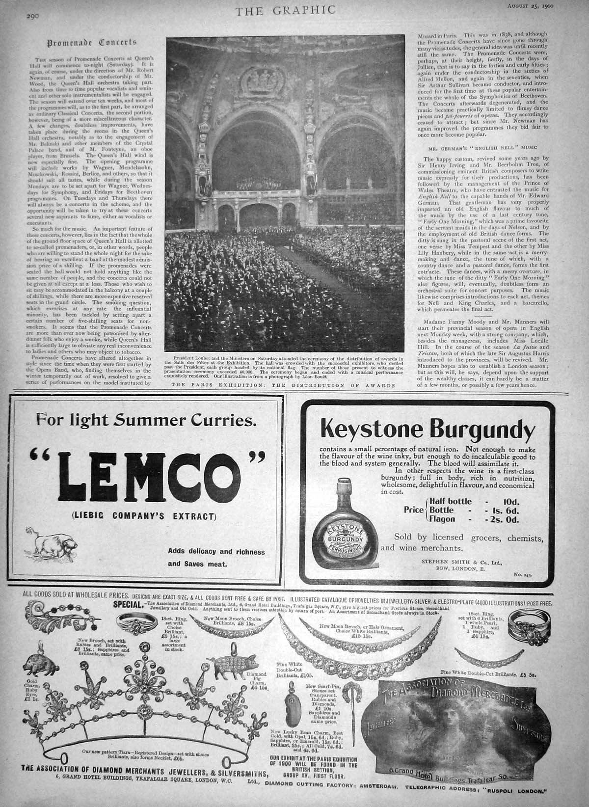 Old Antique Print 1900 Paris Exhibition President Loubet Lemco Diamonds 20th