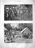 Original Old Antique Print 1900 War Kumassi Colonel Willcock Hausas Jungle Camp