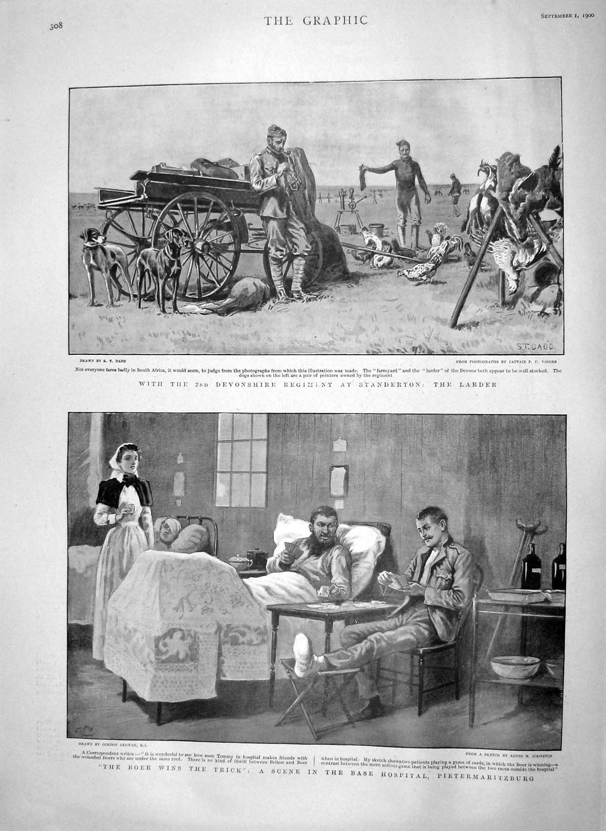 Old Antique Print 1900 Boer War Base Hospital Pietermaritzburg Standerton 20th