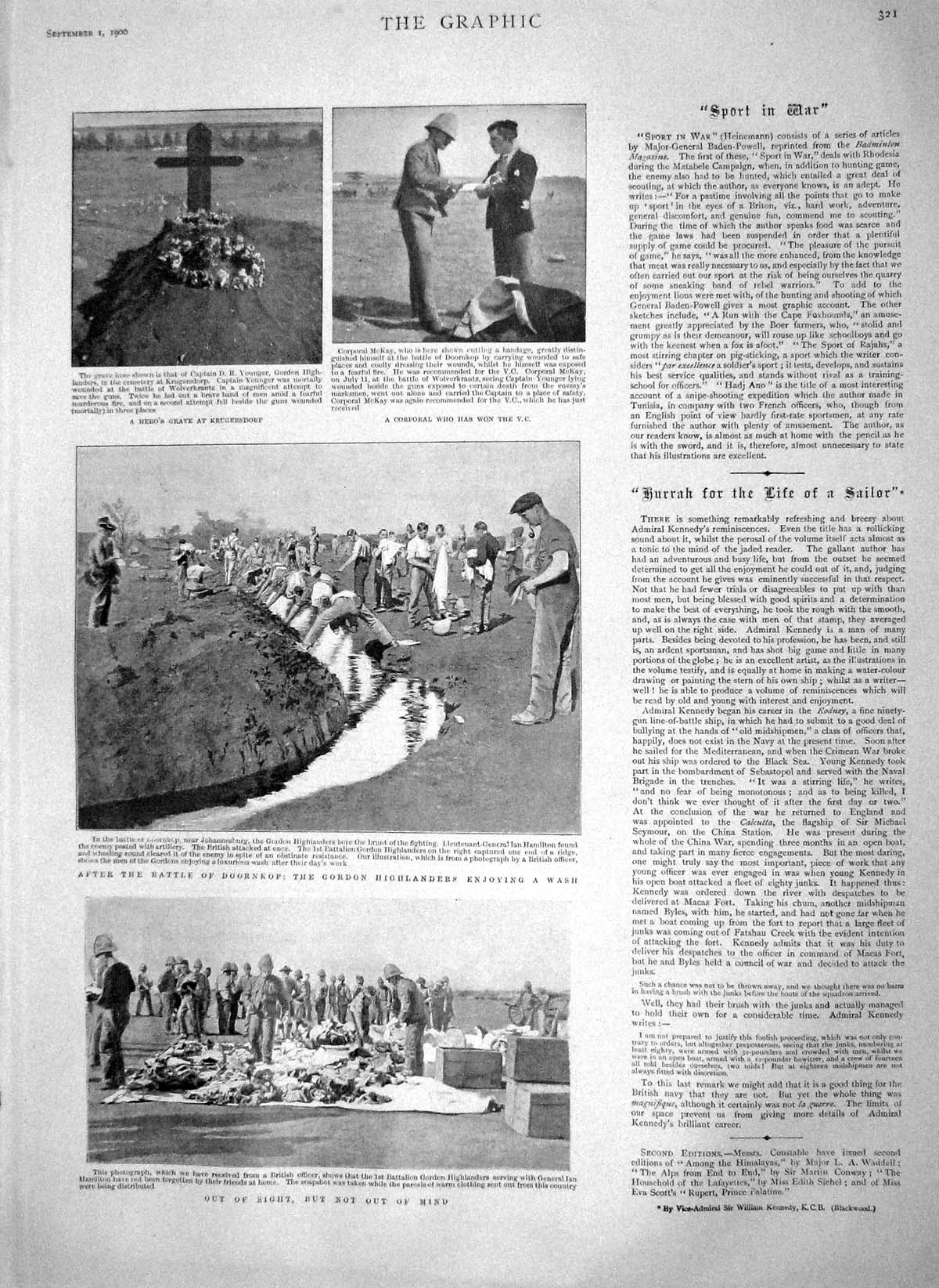 Old Antique Print 1900 War Grave Krugersdorf Battle Doornkop Gordon Army 20th