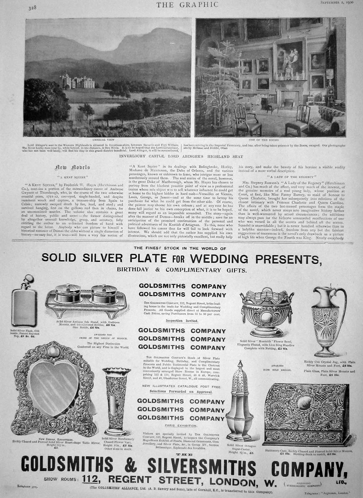 Original Old Antique Print 1900 Inverlochy Castle Lord Abinger Inverness S 20th