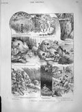 Original Old Antique Print 1900 War Officers Bathing Man Prison Ladies Urchin