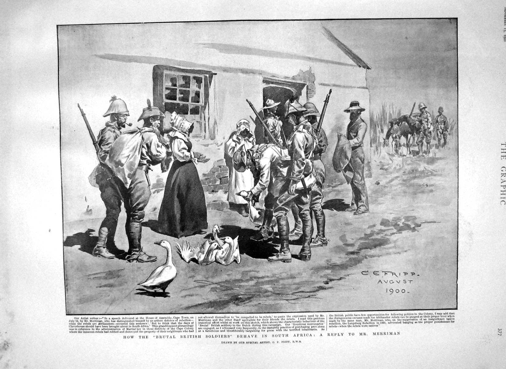 Original Old Antique Print 1900 British Siers Africa Merriman Barclay Colclough