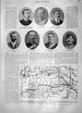Old Antique Print 1900 Butler White Duncombe Lord Roberts Map Transvaal 20th