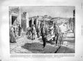 Original Old Antique Print 1900 Street Scene Pompeii Excavating Campanian City