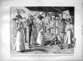 Original Old Antique Print 1900 Macaroni Eaters Street Scene Naple Victorian