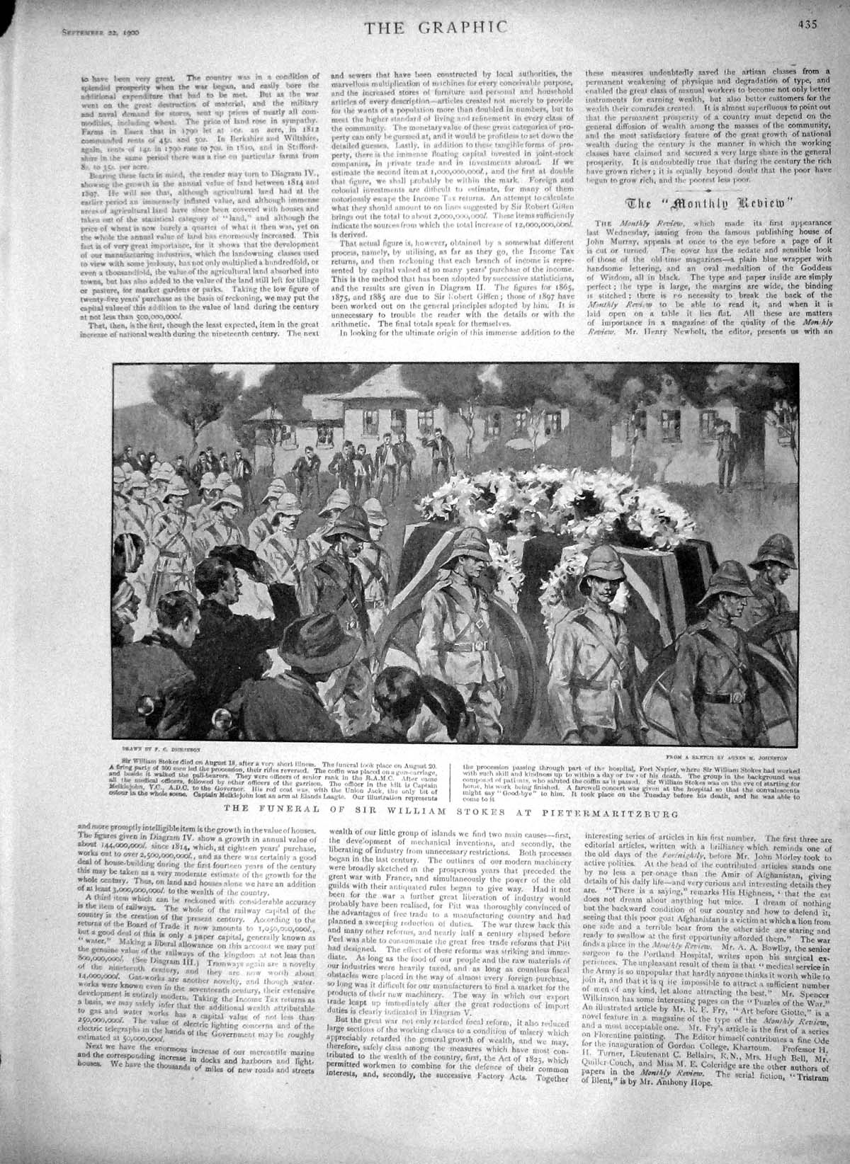 Old Antique Print 1900 Funeral William Stokes Pietermaritzburg Meiklejohn 20th