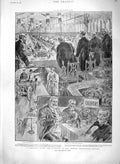 Old Antique Print 1900 Banquet French Mayors Army Battle Neron War Guns 20th
