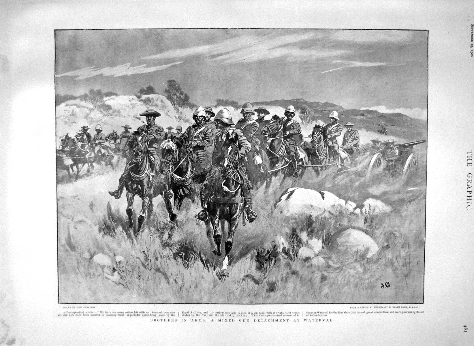 Old Antique Print 1900 Army Navy Waterval War Dissolving Parliament Mayor 20th