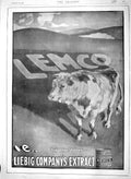 Original Old Antique Print 1900 Advertisement Liebig Company Extract Lemco Cow