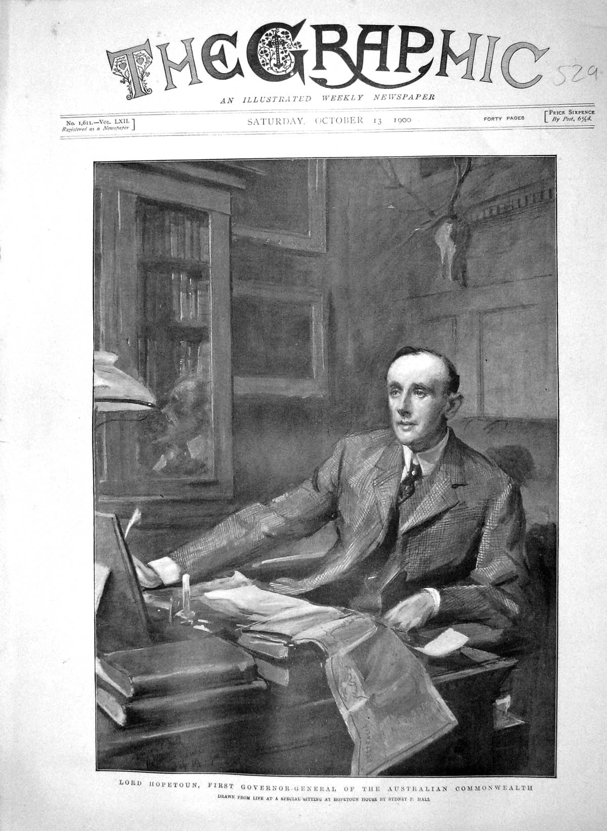 Original Old Antique Print 1900 Lord Hopetoun Governor-General Au 20th
