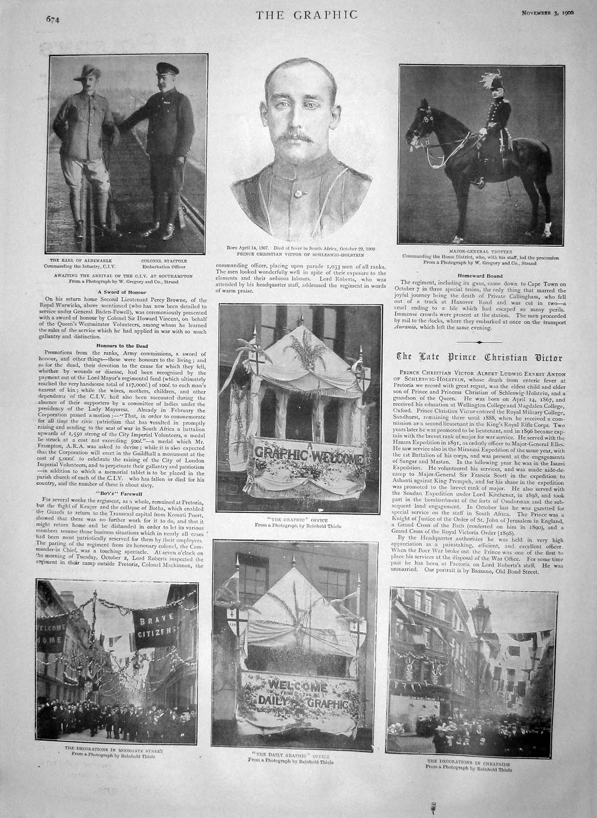 Old Antique Print 1900 Prince Victor Albemarle Stacpole Trotter Graphic 20th