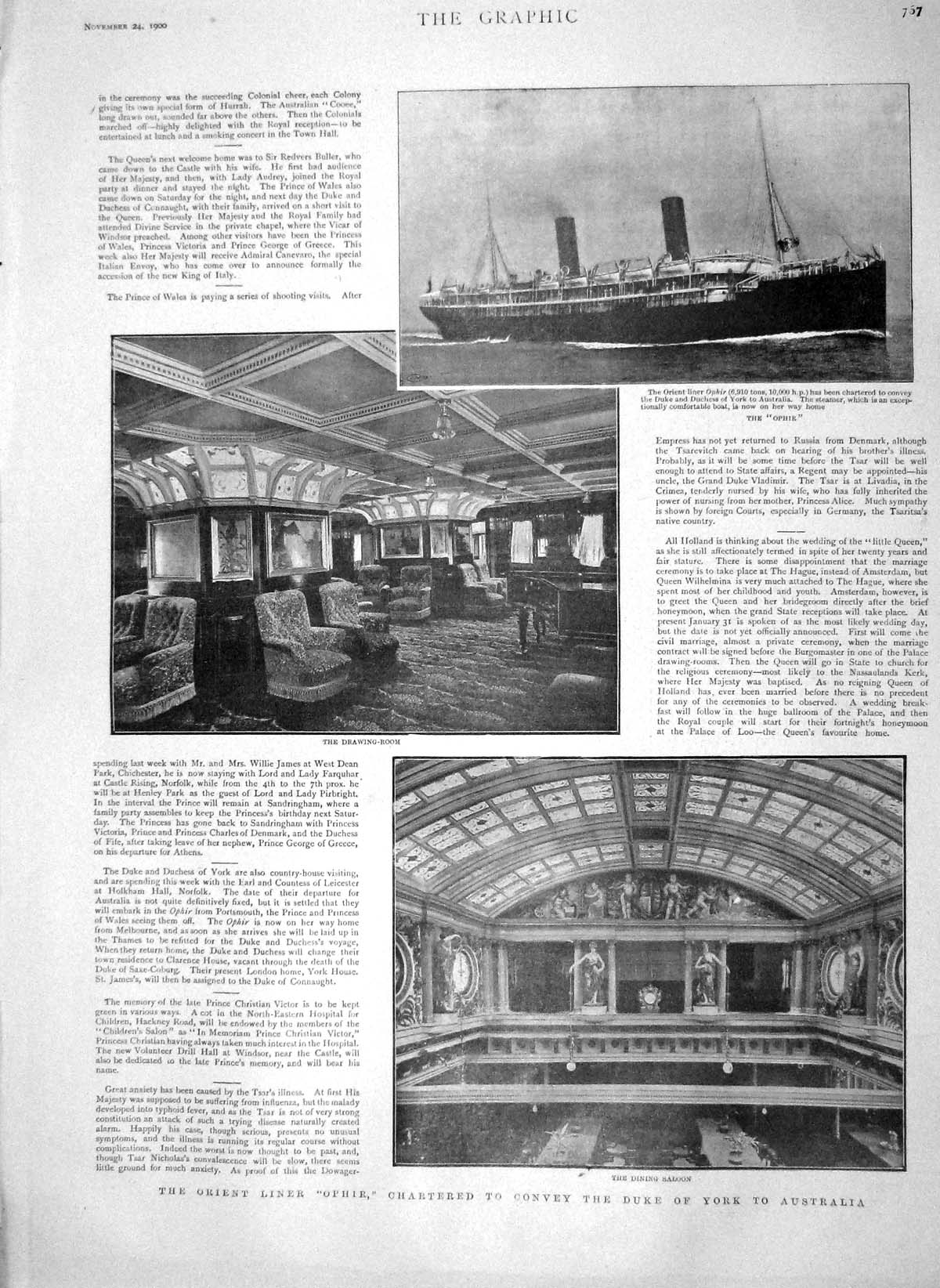 Original Old Antique Print 1900 Orient Line Ship Ohpir York Irish Guard Mc 20th
