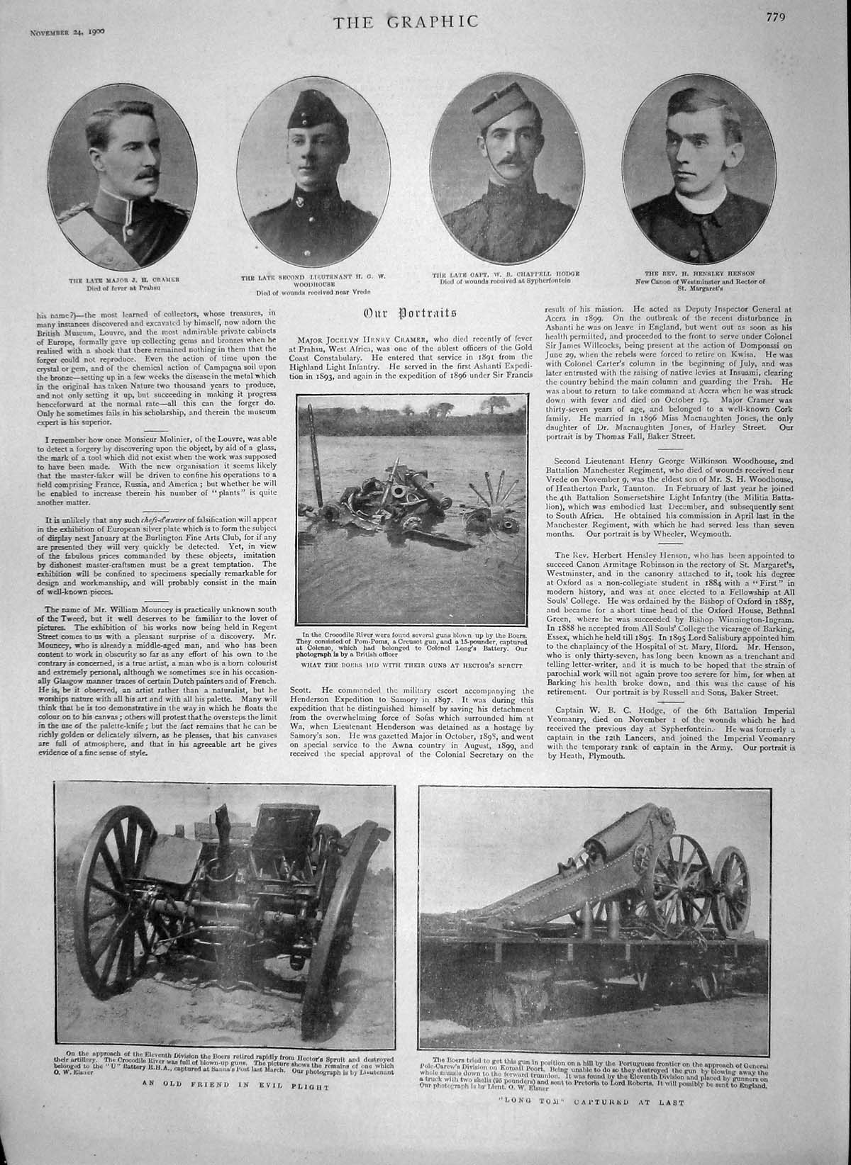 Old Antique Print 1900 War Cramer Woodhouse Hodge Henson Hector'S Spruit 20th
