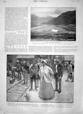 Original Old Antique Print 1900 Mines Kimberley Africa Gun Elsie Bay Simonstown