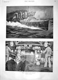 Original Old Antique Print 1900 War Ship Viper Torpedo Boat Tiber Floods Rome