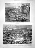 Original Old Antique Print 1900 Rifle Randwick Typhoon China Africa Ship A 20th
