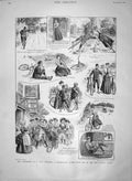 Original Old Antique Print 1900 Lady Sorcher Escape Cyclist Police Adventure