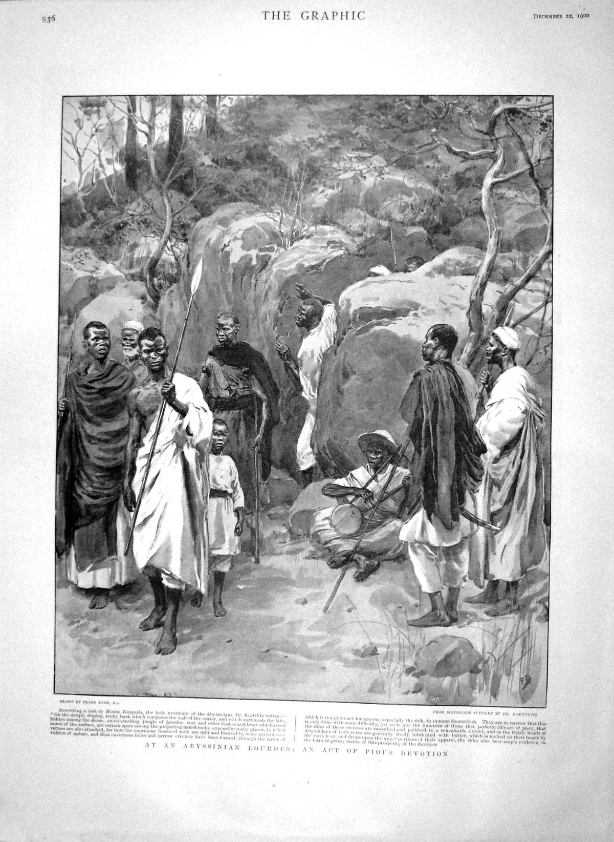 Old Antique Print 1900 Abyssinian Lourdes Mount Zouquala Pious Devotion 20th