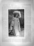 Original Old Antique Print 1901 Portrait Beautiful Girl Child Willesden 20th
