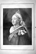 Original Old Antique Print 1901 Portrait Her Majesty Queen V 20th