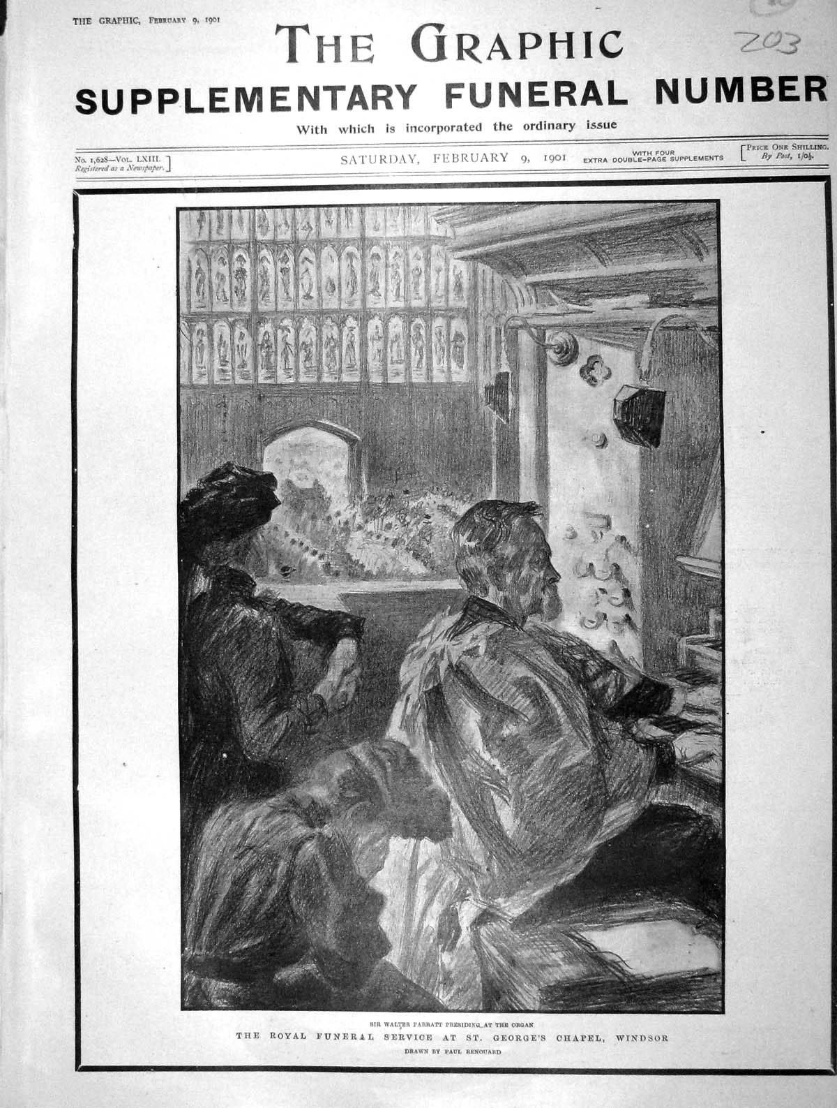 Original Old Antique Print 1901 Funeral Queen Victoria George'S Chapel Windsor