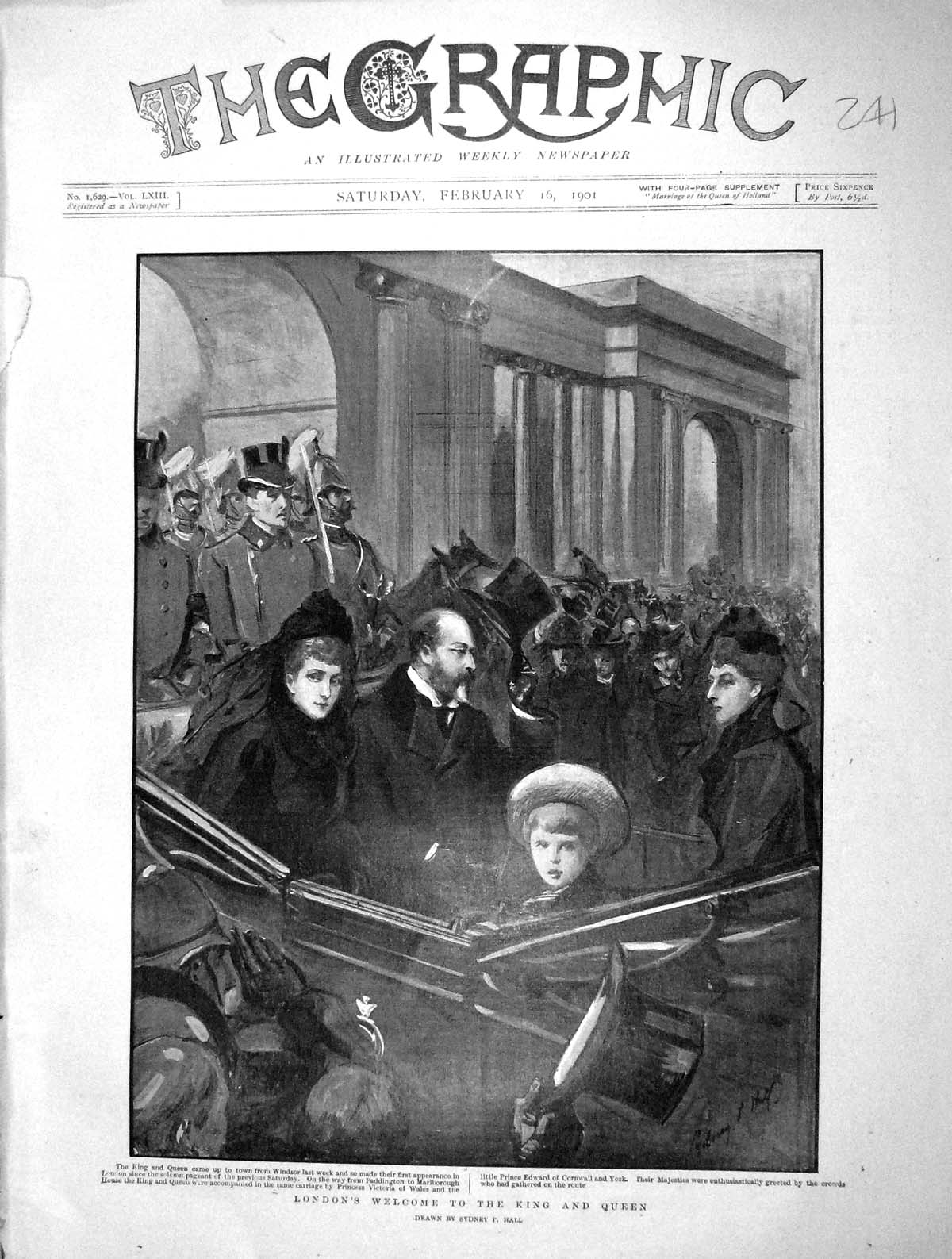 Old Antique Print 1901 King Queen London Windsor Prince Edward Victoria 20th
