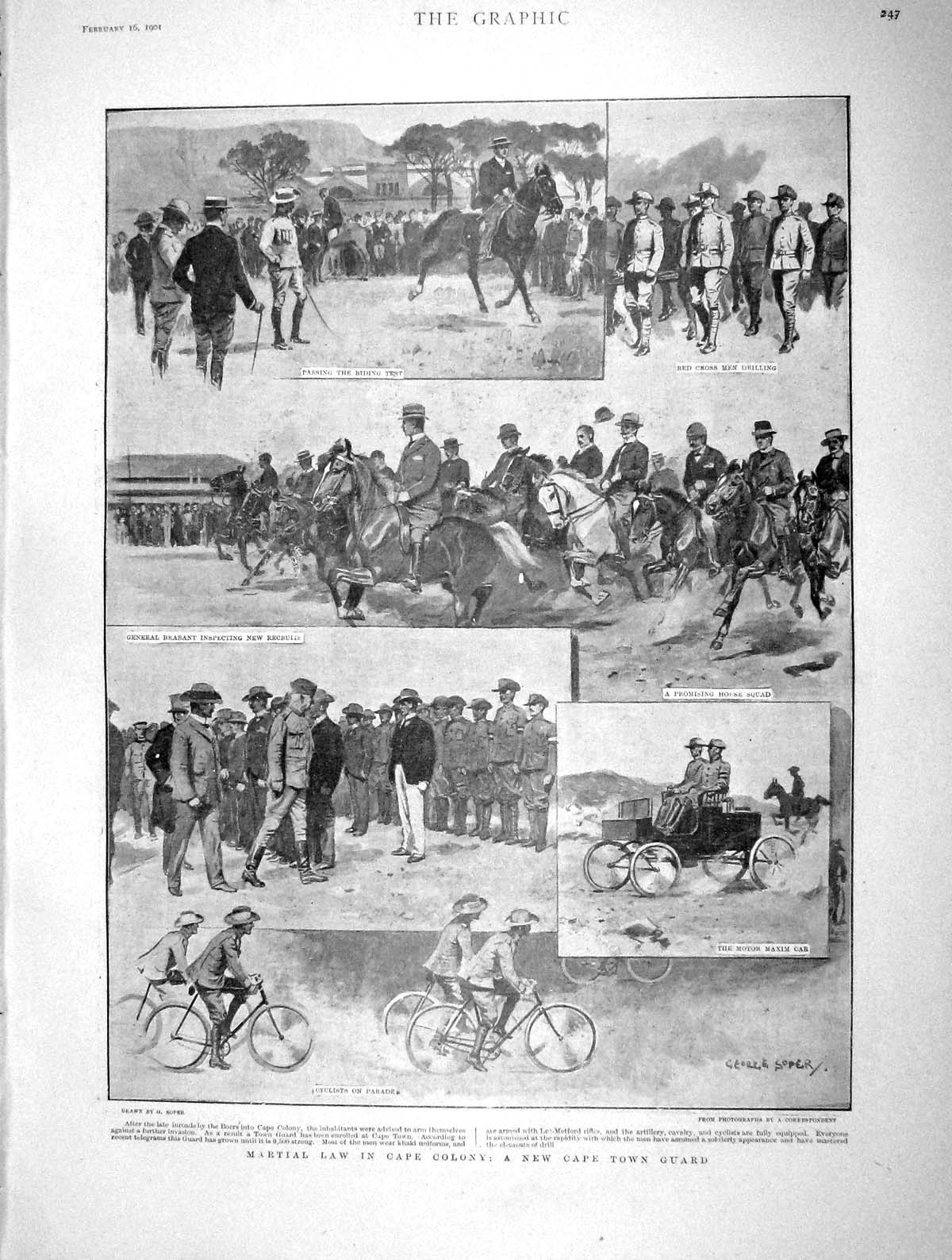 Original Old Antique Print 1901 Cape Town Guard Colony Africa Boers China War