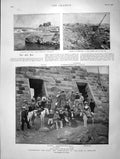 Original Old Antique Print 1901 River Nile Dam Assouan Aird Satow Blue Simonds
