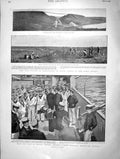 Original Old Antique Print 1901 Africa Bridge Irene Siers China Ships Navy War
