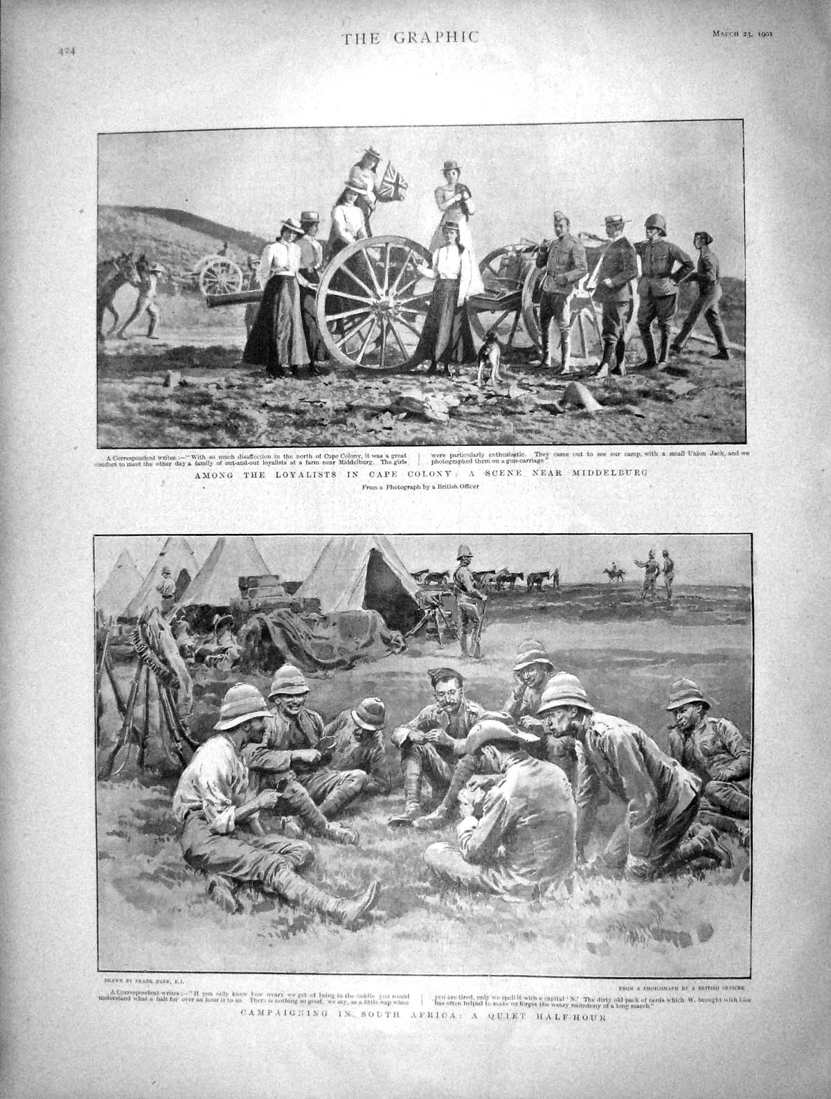 Original Old Antique Print 1901 Loyalists Cape Colony Middelburg Africa Siers