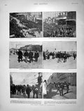 Original Old Antique Print 1901 Strike Marseilles Dragoons France Police Arrest