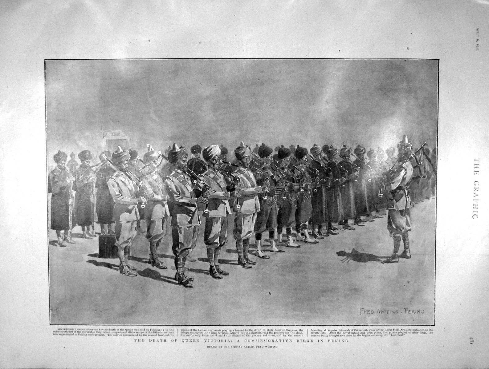 Old Antique Print 1901 Death Queen Victoria Dirge Peking Boer Africa War 20th