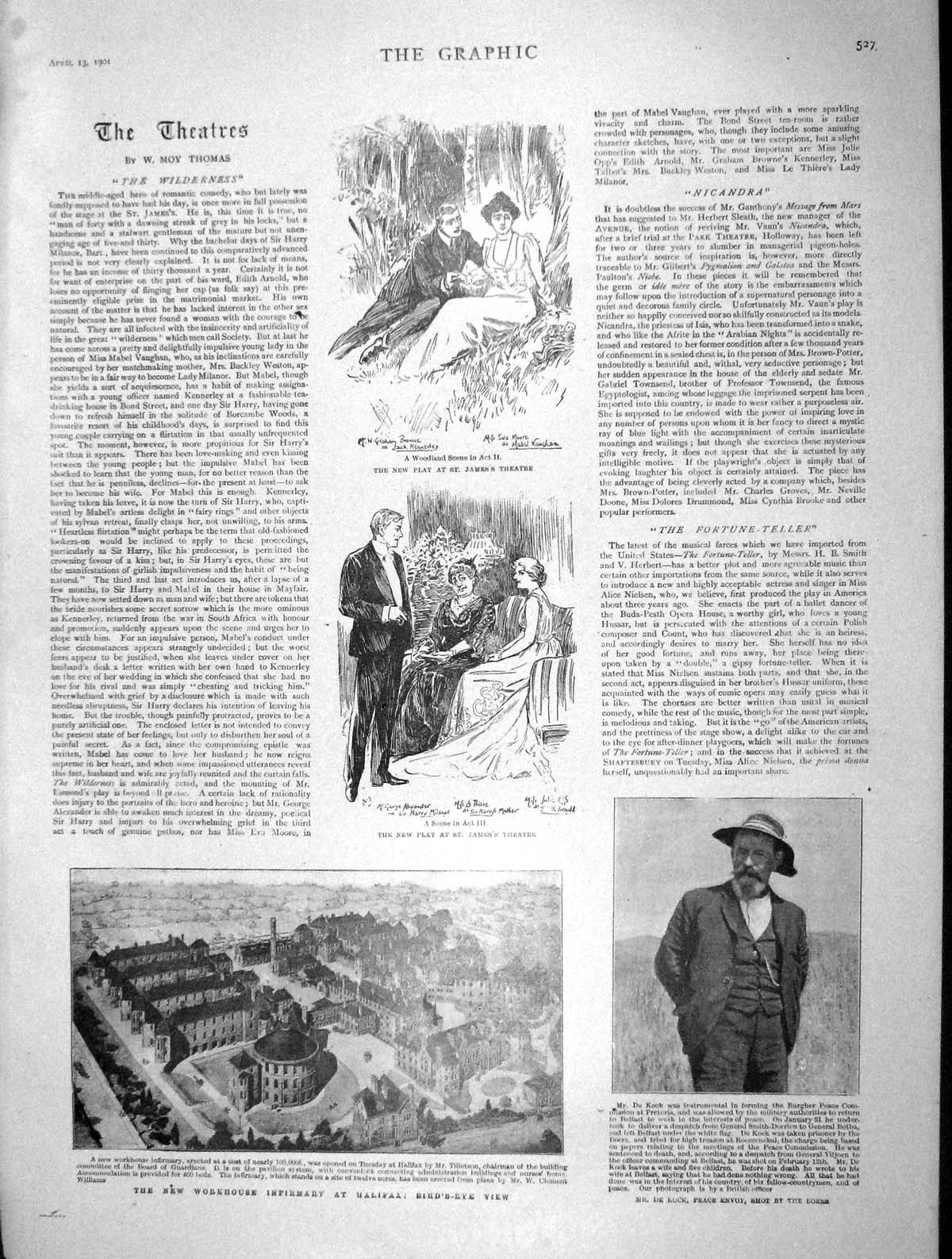 Original Old Antique Print 1901 Theatre Infirmary Halifax Rock Monument Vienna