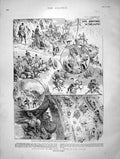 Original Old Antique Print 1901 Fox Hunting Alps Sport Ladysmith Intombi C 20th