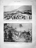 Original Old Antique Print 1901 Boer Prisoners Green Point Cape Africa Khartoum