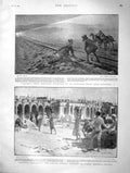 Original Old Antique Print 1901 Train Wreckers Edenburg Khartoum Dervish Gordon