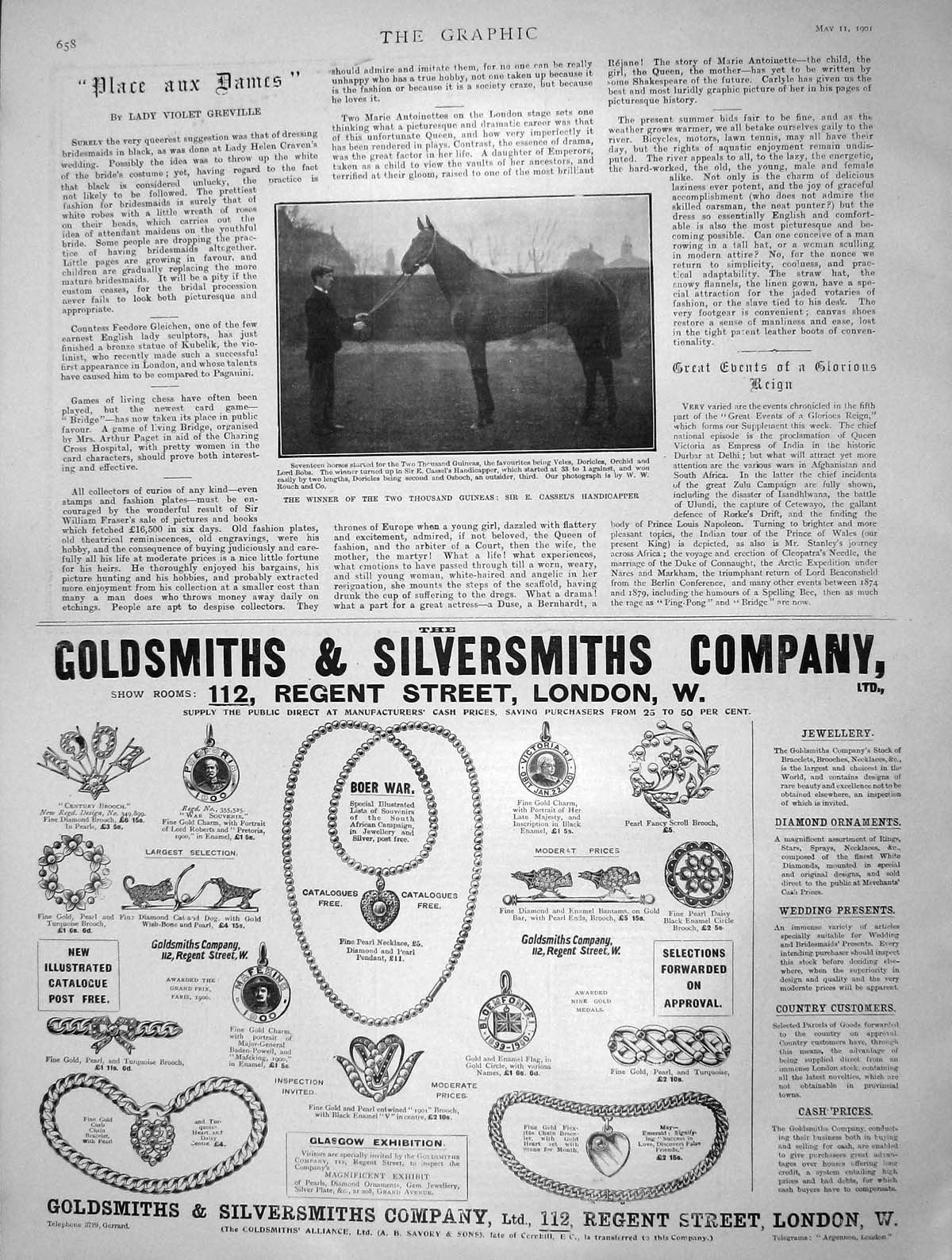 Original Old Antique Print 1901 Horse Race Cassel Handicapper Gsmsith London