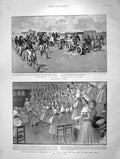 Original Old Antique Print 1901 Motor Cars Italy Rome Festival Bermondsey Guild