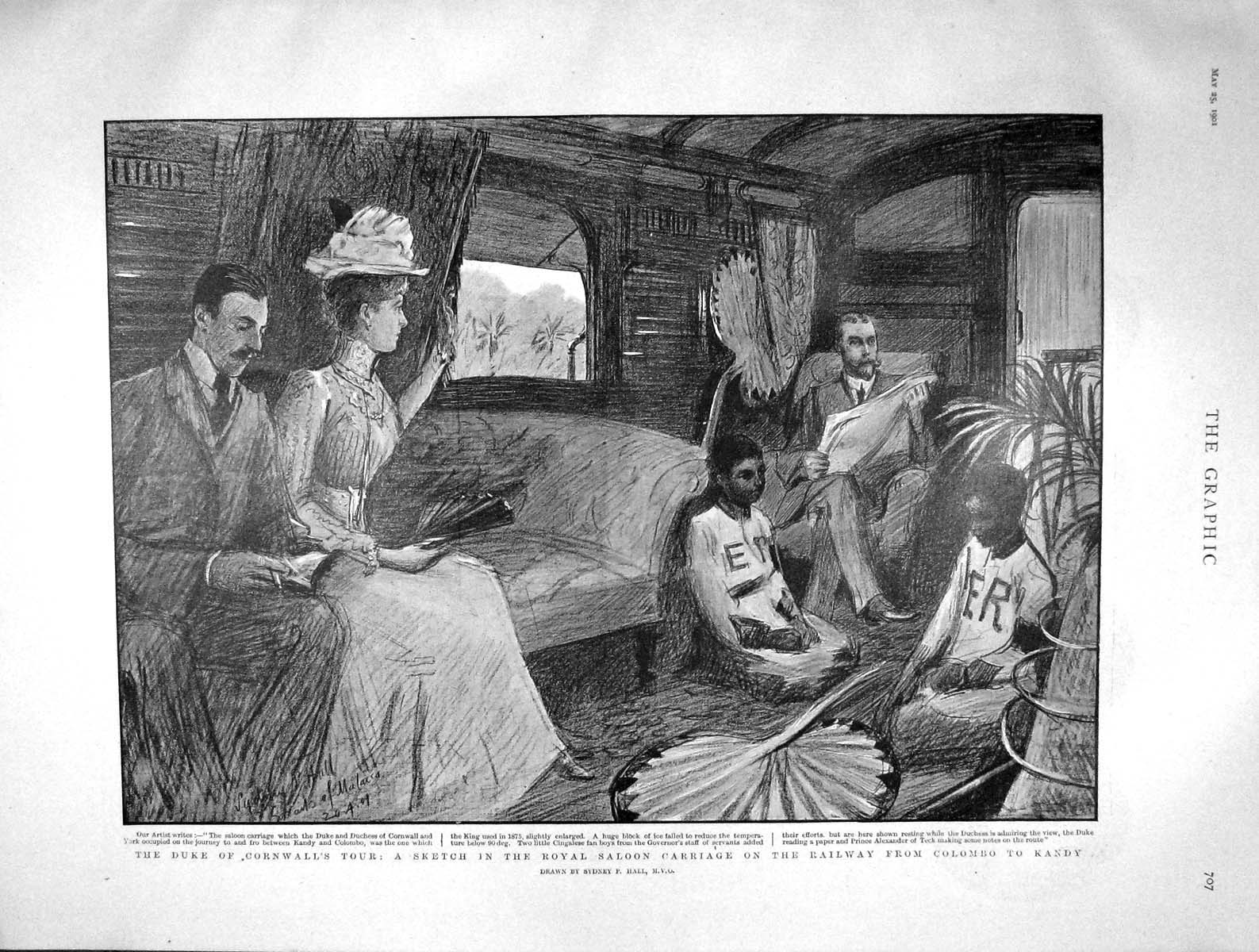 Old Antique Print 1901 Duke Cornwall Railway Train Kandy Buffalo America 20th