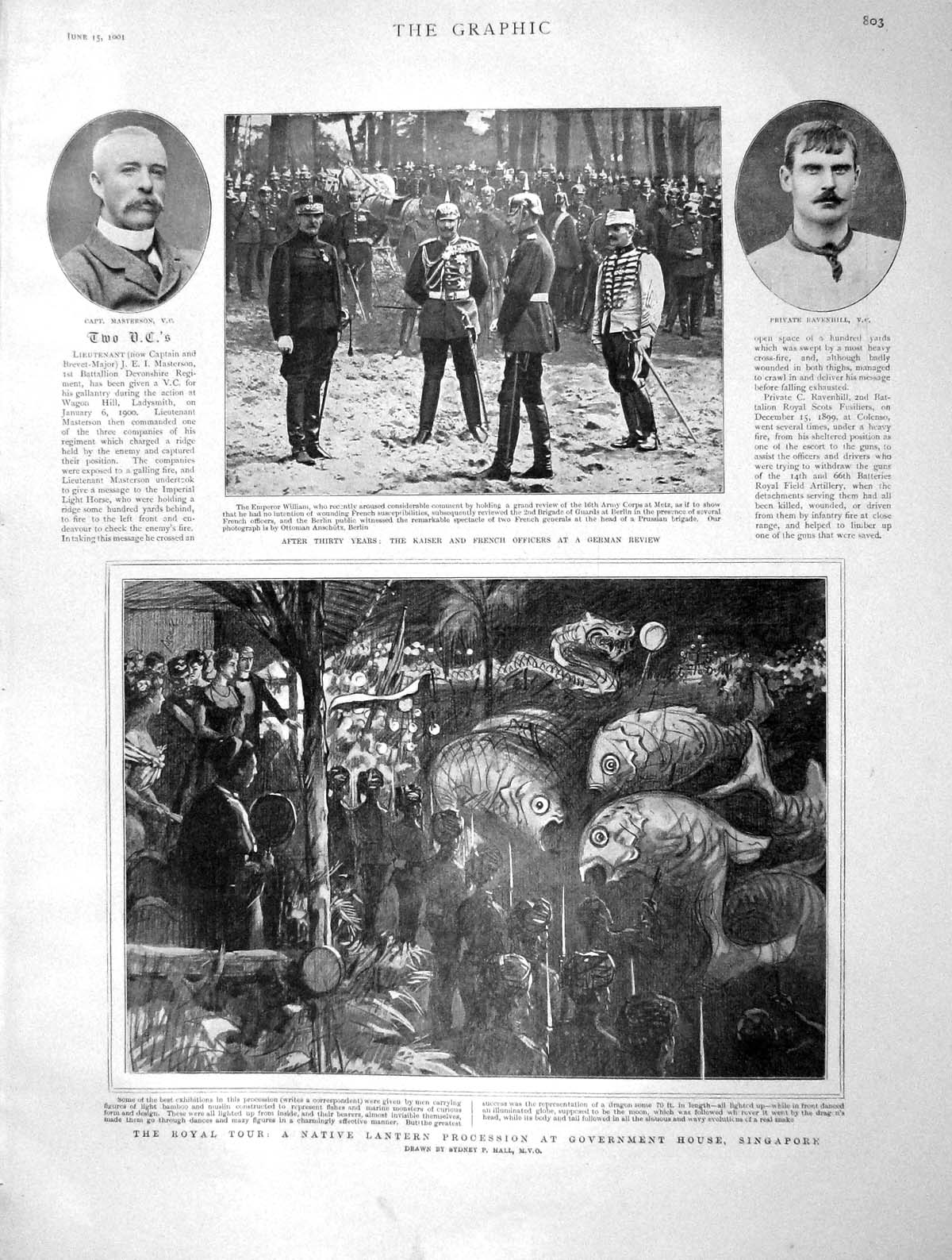 Original Old Antique Print 1901 Kaiser Masterson Ravenhill Lantern Si Victorian