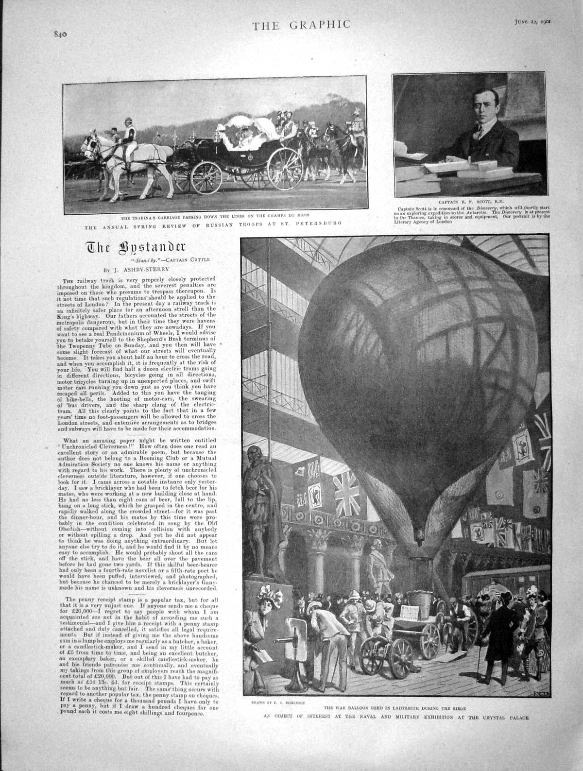 Old Antique Print 1901 War Balloon Ladysmith Crystal Palace Scott Camps 20th