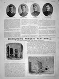 Original Old Antique Print 1901 Edinburgh Hotel Carlton Spring Moore Seeds 20th