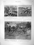 Original Old Antique Print 1901 Ashford Horse Show Russian Troika Boer Guns War