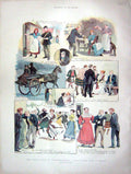 Original Old Antique Print 1901 Ball Auchtertaverty Love Story Romance Colour