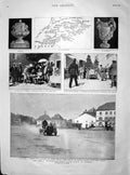 Original Old Antique Print 1901 Fournier Chauchard Motor Race Berlin Edge Ship